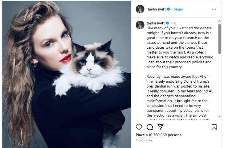 il post di Taylor Swift